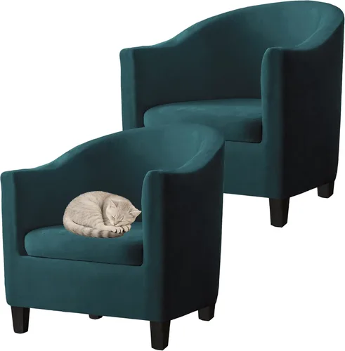 Vista 21 de Fundas de terciopelo para sillones, fundas de elastano para sillones, fundas elásticas para sillas de bañera, fundas protectoras para muebles, funda