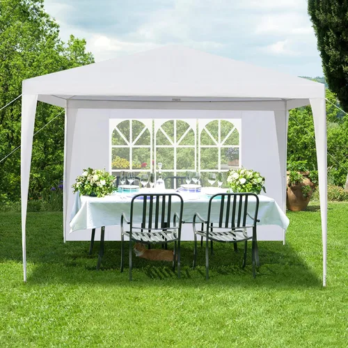 Vista 7 de Outvita Gazebo para exteriores, toldo blanco con paredes laterales, tienda de campaña para fiesta de boda con bloqueo UV para fiestas, refugio