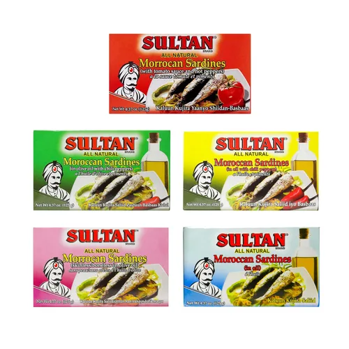 Vista 16 de Sultan Sardinas Marroquíes de Temporada en Aceite con Chiles, 100% Completamente Natural, Alta Proteína, Sin Aditivos, Sin Conservantes, Paleo