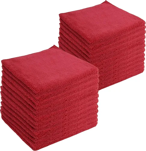 Vista 21 de Toallas de limpieza de microfibra, paquete de 12, 16 x 16 pulgadas, multiusos, más suaves, altamente absorbentes, sin pelusas, reutilizables Negro