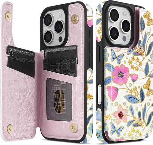 Vista 17 de NNH Funda tipo cartera compatible con iPhone Xs Max con bloqueo RFID, ranuras para tarjetas, folio de piel sintética, función atril, doble cierre