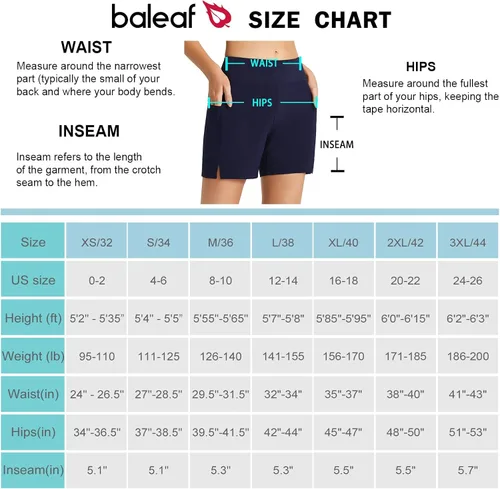 Vista 6 de BALEAF Traje de baño de 5 pulgadas para mujer, de secado rápido, cintura alta, UPF 50+, con forro