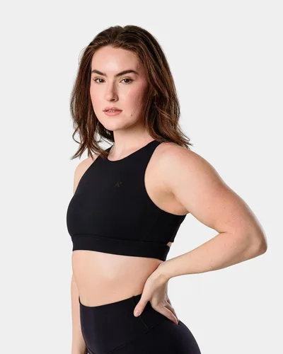 Vista 2 de Kamo Fitness Featherlite Nora - Sujetadores deportivos de alto impacto para mujer, con cuello alto, brasier integrado y recortes asimétricos
