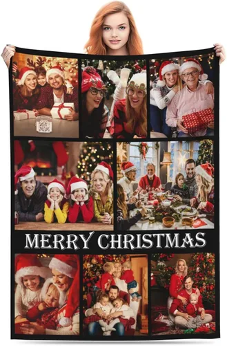 Vista 24 de Manta personalizada con fotos, texto, manta personalizada de franela para regalos de cumpleaños de adultos y niños, bodas, Navidad, Halloween, Día