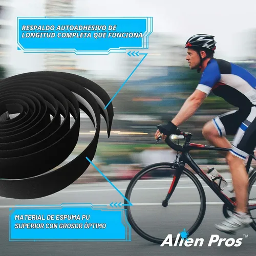 Vista 5 de ALIEN PROS Cinta de manubrio de bicicleta EVA (juego de 2) verde Bianchi - Mejora el agarre de tu bicicleta con esta cinta para manillar