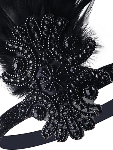 Vista 4 de VIJIV - Diadema con diseño de plumas de los años 20