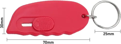 Vista 2 de Mini cortador de caja portátil, mini cortador de caja de llavero con hoja retráctil manual, cuchillos utilitarios de bolsillo para abrecartas