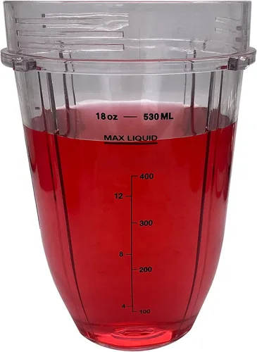 Vista 2 de Taza de repuesto de 18 oz/24 oz con tapa de boquilla con cuchillas extractoras Pro con engranajes de 6 machos, compatible con Nutri Ninja Pro