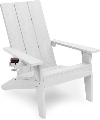 Vista 44 de MXIMU Silla Adirondack moderna resistente a la intemperie con portavasos, sillas de gran tamaño para hogueras Adorondic de plástico al aire libre