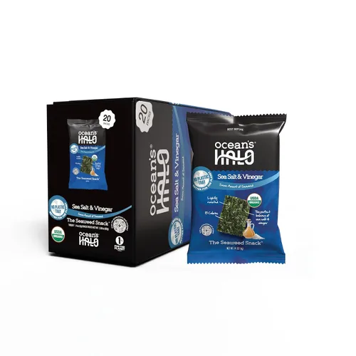 Vista 11 de Ocean's Halo Snacks de algas orgánicas – Cebolla Maui, sin bandeja, veganos, crujientes salados, paquete de 20 (0.14 onzas cada uno)