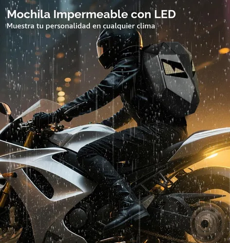 Vista 8 de Crelander Mochila LED para motocicleta, mochila de caballero de 17 pulgadas con pantalla programable para bricolaje, carcasa rígida impermeable 3D