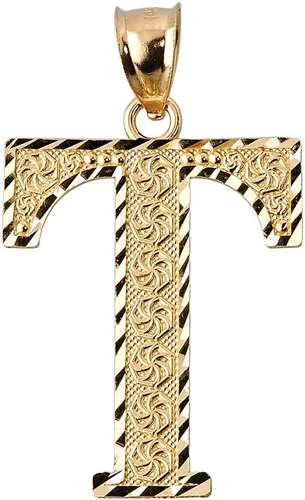 Vista 8 de Colgante personalizado de oro amarillo de 10 quilates con letras iniciales A-Z