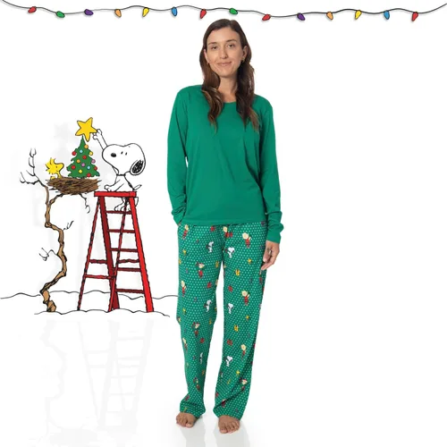 Vista 3 de Peanuts Snoopy - Pijamas familiares a juego, cómodos conjuntos de 2 piezas para Navidad