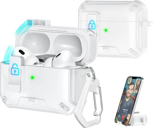 Vista 141 de R-fun Funda de carga compatible con AirPods de 2ª generación 2019, 1ª generación 2016, protección completa contra caídas, tapa desplegable