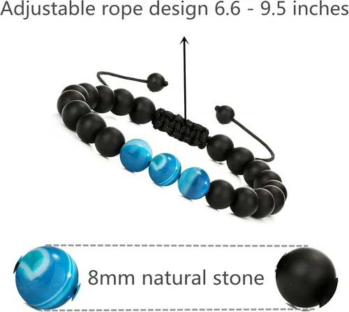 Vista 3 de RURRBOOB Pulsera de cuentas para hombres y mujeres piedra de lava de piedra para la ansiedad aceite esencial volcánico ajustable Piedra