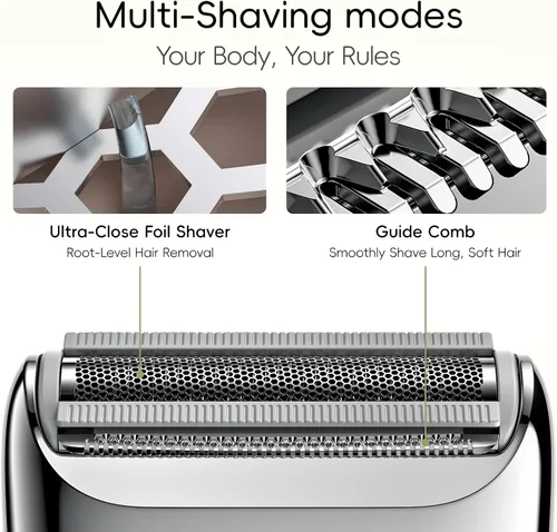 Vista 7 de yoose - Maquinillas de afeitar eléctricas para mujer, recortadora de bikini IPX7 para mujer (USB-C, peine recortador, múltiples modos de afeitado)