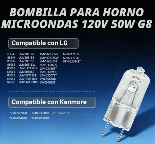 Vista 3 de 6912A40002J Lámpara de Microondas Bombilla halógena G8 120V 50W para LG