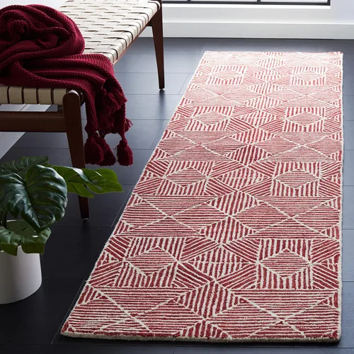 Vista 37 de SAFAVIEH Abstract Collection - Alfombra decorativa, 2 x 3 pies, azul y marfil, lana hecha a mano, ideal para zonas de alto tráfico en entrada, sala