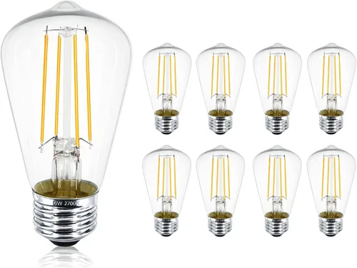 Vista 16 de Bombilla LED E26 de 7.3 pulgadas, 6 W, regulable, bombillas Edison blancas suaves de 2700 K, 800 lm, igual a 80 W, tubular T10 T9, bombilla larga