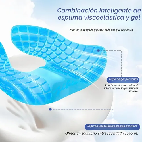 Vista 4 de ZIKEE Pioneering - Cojín de asiento de gel para alivio del dolor sentado