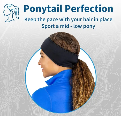 Vista 13 de TrailHeads - Diadema para mujer, diseño de cola de caballo, con banda para la oreja que absorbe la humedad, ideal para correr