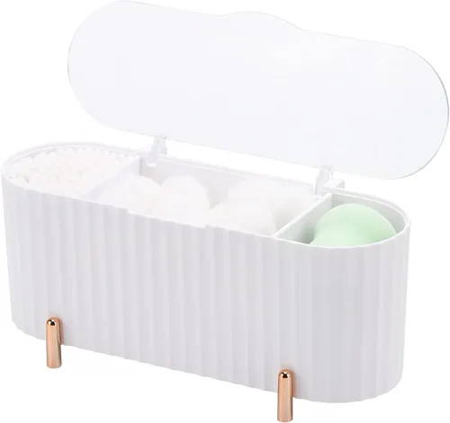Vista 10 de Tecbeauty Soporte y dispensador de almohadilla de algodón 2 en 1, organizador de pared con caja de almacenamiento para bolas de algodón, hilo