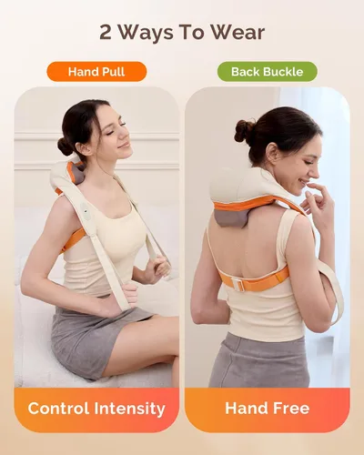 Vista 8 de AIRSEE Masajeador Shiatsu inalámbrico de cuello y hombros con calor, batería de más de 200 minutos, cabeza de flor de ciruelo mejorada 2025