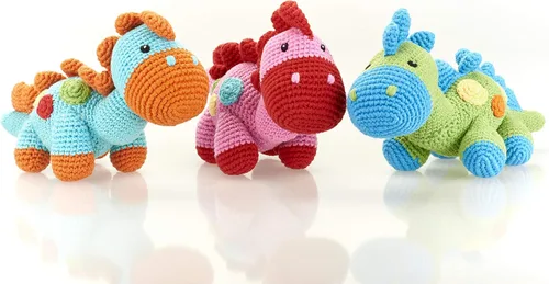 Vista 2 de Pebble 200-326 Steggy Dinosaur Rattle, 8.7 pulgadas de longitud, hilo de algodón, verde