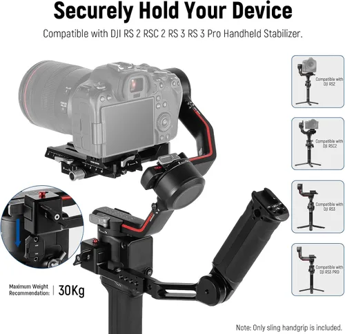 Vista 7 de NEEWER Mango de agarre de correa ajustable compatible con DJI Ronin RS4 RS3 Mini RS 3 Pro RS 2 RSC 2 estabilizador de cardán para disparos de ángulo