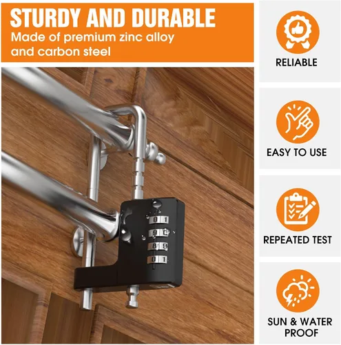 Vista 3 de Cerradura de gabinete con combinación, cerradura de armario de combinación ajustable en forma de U para armario de gimnasio, armario, vallas, Negro