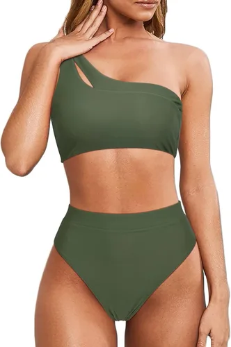 Vista 67 de MOOSLOVER Traje de baño de dos piezas con corte alto y cintura alta para mujer