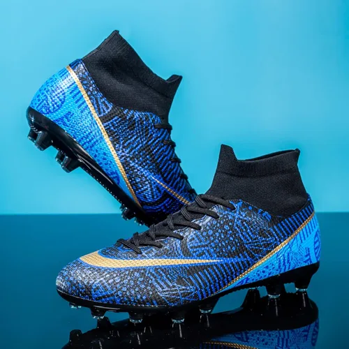 Vista 5 de Favdeol Botas de fútbol para hombre, para interiores, césped ligero, rendimiento, para entrenamiento, para terreno suave, botas de fútbol atléticas