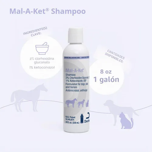 Vista 2 de Mal-A-Ket Champú para perros y gatos, 8 oz El embalaje puede variar