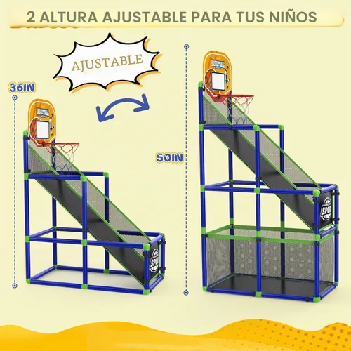 Vista 3 de EagleStone Aro de baloncesto arcade ajustable con retorno de pelota para Azul y amarillo