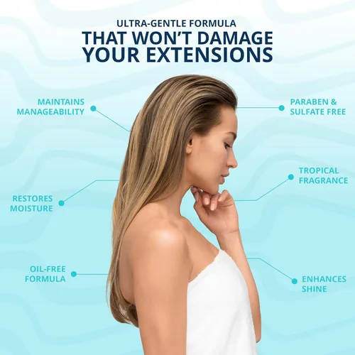 Vista 4 de Champú, ultra suave y sin sulfato, fórmula nutritiva para extensiones de cabello, 16 onzas líquidas