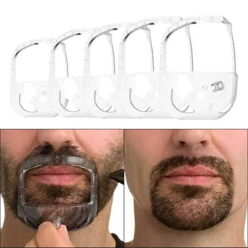 Vista 3 de Plantilla de afeitado de cabra para hombre y modelador de guía de barba, herramienta de peinado facial de 5 tamaños con peine, kit de aseo de bigote
