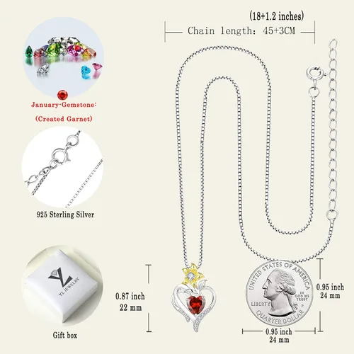 Vista 6 de YL Collar de corazón de plata de ley con colgante de flor de lirio para mujer