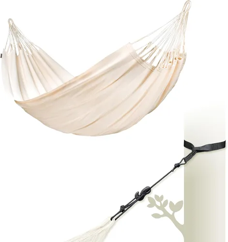Vista 12 de LA SIESTA Modesta - Hamaca y montaje en pared de algodón orgánico, kit de suspensión para paredes, techos y vigas cuadradas, interior y exterior