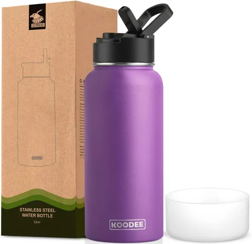 Vista 63 de koodee Botella de agua para niños, botella de agua de acero inoxidable de 12 onzas con aislamiento al vacío para la escuela, botella de agua de boca