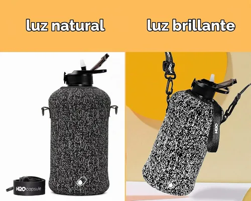 Vista 3 de H2O Capsule - Botella de agua de medio galón, con funda de almacenamiento y pajilla cubierta, contenedor grande con asa para bebidas, reutilizable
