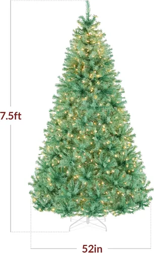 Vista 168 de Best Choice Products Árbol de Navidad azul bebé preiluminado de 6 pies, decoración navideña artificial completa con 947 puntas de rama, 250 luces