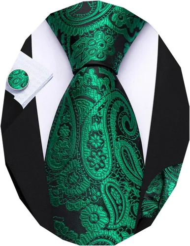 Vista 22 de Barry.Wang Conjunto de corbatas para hombre, seda con diseño de cachemira, corbata tejida formal con pañuelo de bolsillo y gemelos Un Burgandy
