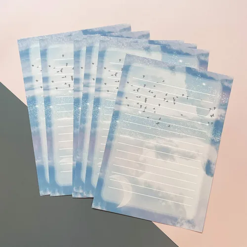 Vista 9 de Juego de papel de papelería y sobres, 40 papeles de papelería forrados para escribir cartas y 20 sobres a juego, papeles de escritura de letras