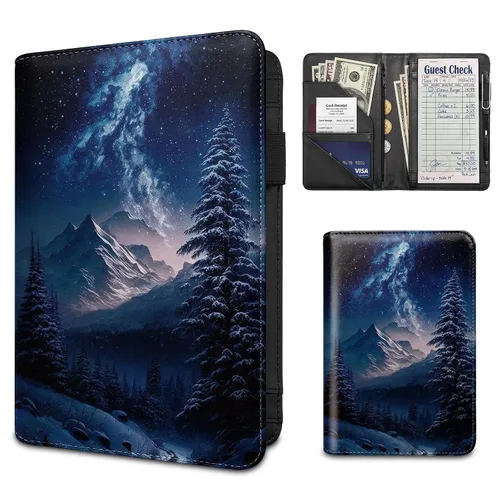 Vista 30 de Server Book for Waitress,Waiter Book with Zipper Pocket,PU Leather Waitstaff Organizer Wallet with 7 Pockets,Guest Check & Money Holder,Fits Server