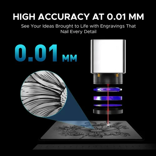 Vista 4 de OMTech Máquina de marcado láser de fibra MOPA de 30W con LightBurn y eje giratorio, grabador láser de fibra con área de trabajo de 7 "x 7
