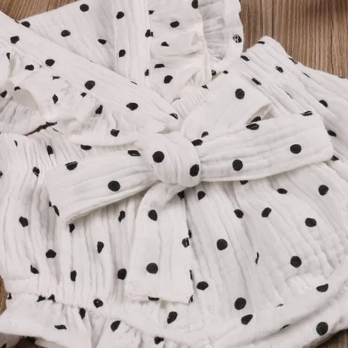 Vista 5 de Mameluco con volantes para bebé recién nacida, con diadema, ropa de verano