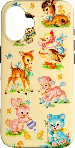 Vista 32 de Vintage Baby Animals Nursery 50's Retro Yellow Case for iPhone 17