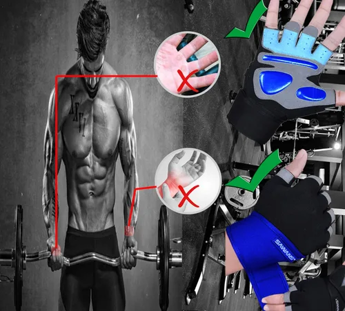 Vista 4 de SAWANS Guantes de entrenamiento de fitness, guantes de levantamiento de pesas para hombres y mujeres, transpirables, soporte de muñeca