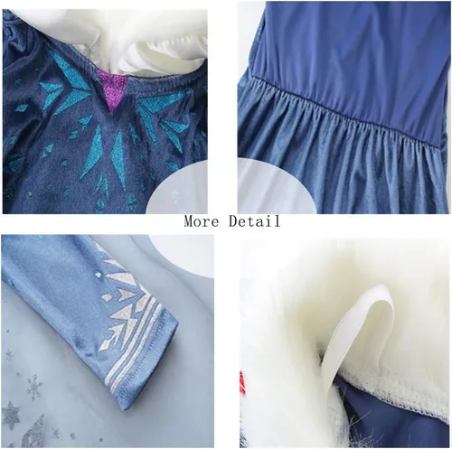 Vista 2 de Disfraz de princesa de nieve para niñas, disfraz de Halloween, cosplay, vestido de fiesta de cumpleaños, Navidad, 3-8 años