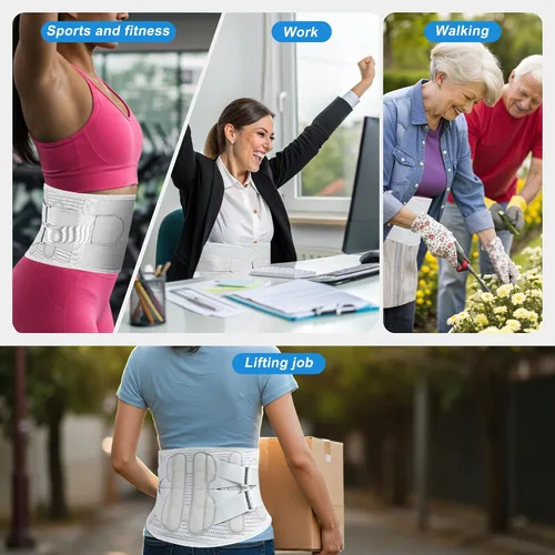 Vista 6 de Soporte de espalda para aliviar el dolor de espalda baja para mujeres, cinturón de apoyo lumbar ajustable, malla transpirable para hernia de disco